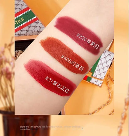 Wholesale Matte Shimmering Velvet Lipstick Make Up Set  Korean Fashion Chain Bag Engraved Lip Glaze 3 Pack Maquillaje