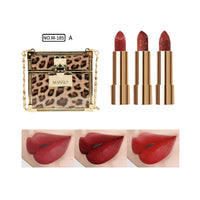 Wholesale Matte Shimmering Velvet Lipstick Make Up Set  Korean Fashion Chain Bag Engraved Lip Glaze 3 Pack Maquillaje