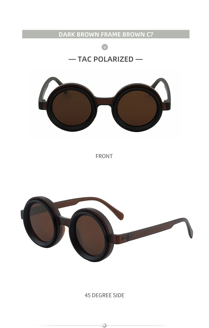 Polarized Small Frame Round Steampunk ND9 Adjustable Dimming Sunglasses Men Light-Reducing Sun Glasses For Fishing Driving UV400