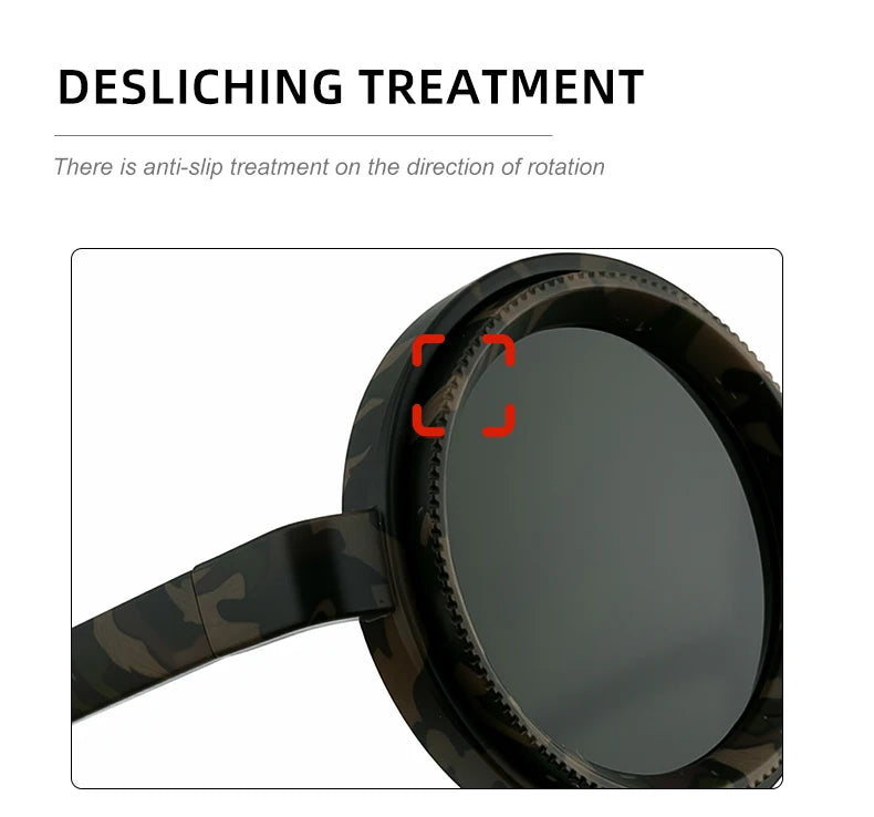 Polarized Small Frame Round Steampunk ND9 Adjustable Dimming Sunglasses Men Light-Reducing Sun Glasses For Fishing Driving UV400