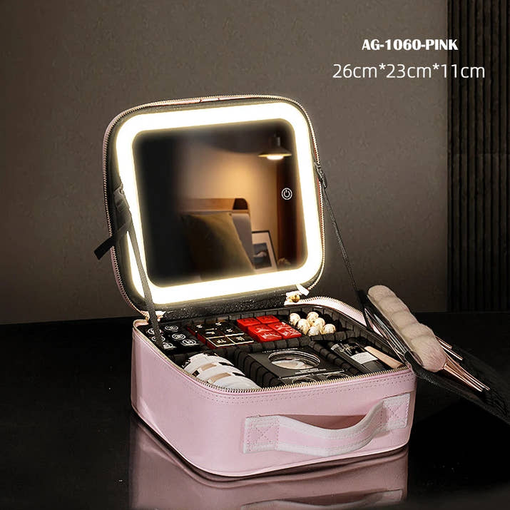 Travel Makeup bag With Led Light Mirror