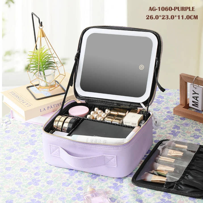 Travel Makeup bag With Led Light Mirror