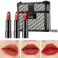 Wholesale Matte Shimmering Velvet Lipstick Make Up Set  Korean Fashion Chain Bag Engraved Lip Glaze 3 Pack Maquillaje