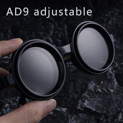 Polarized Small Frame Round Steampunk ND9 Adjustable Dimming Sunglasses Men Light-Reducing Sun Glasses For Fishing Driving UV400
