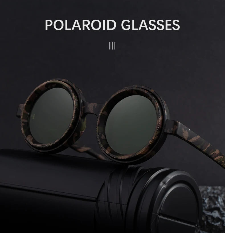 Polarized Small Frame Round Steampunk ND9 Adjustable Dimming Sunglasses Men Light-Reducing Sun Glasses For Fishing Driving UV400