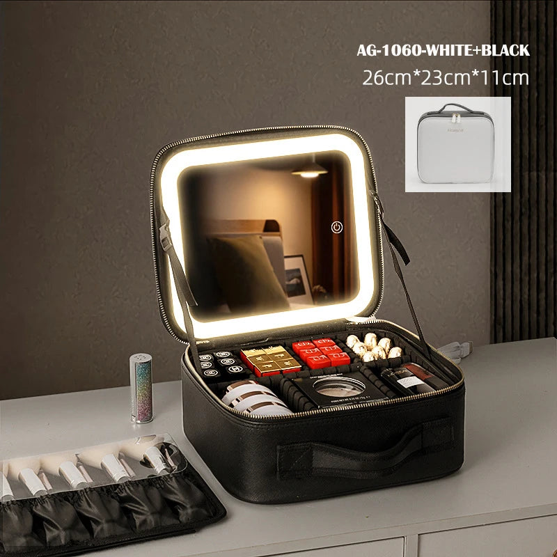 Travel Makeup bag With Led Light Mirror