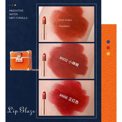 Wholesale Matte Shimmering Velvet Lipstick Make Up Set  Korean Fashion Chain Bag Engraved Lip Glaze 3 Pack Maquillaje