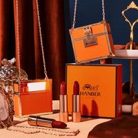 Wholesale Matte Shimmering Velvet Lipstick Make Up Set  Korean Fashion Chain Bag Engraved Lip Glaze 3 Pack Maquillaje