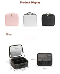 Travel Makeup bag With Led Light Mirror