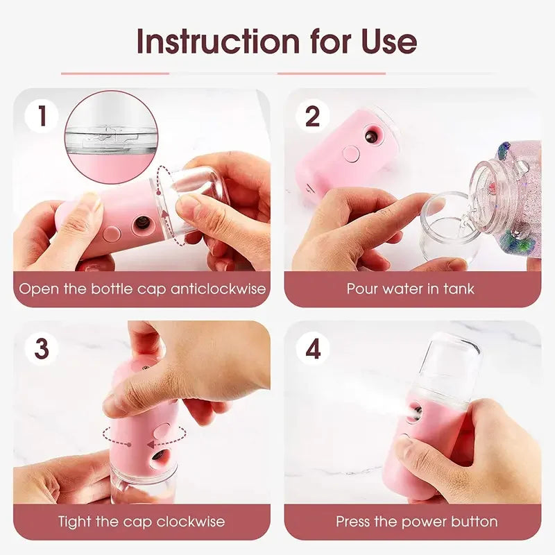 30ml Mini Air Humidifier Nano Facial Sprayer Portable Rechargeable Small Steamer Wireless Nano Personal Face Hydrat Sprayer