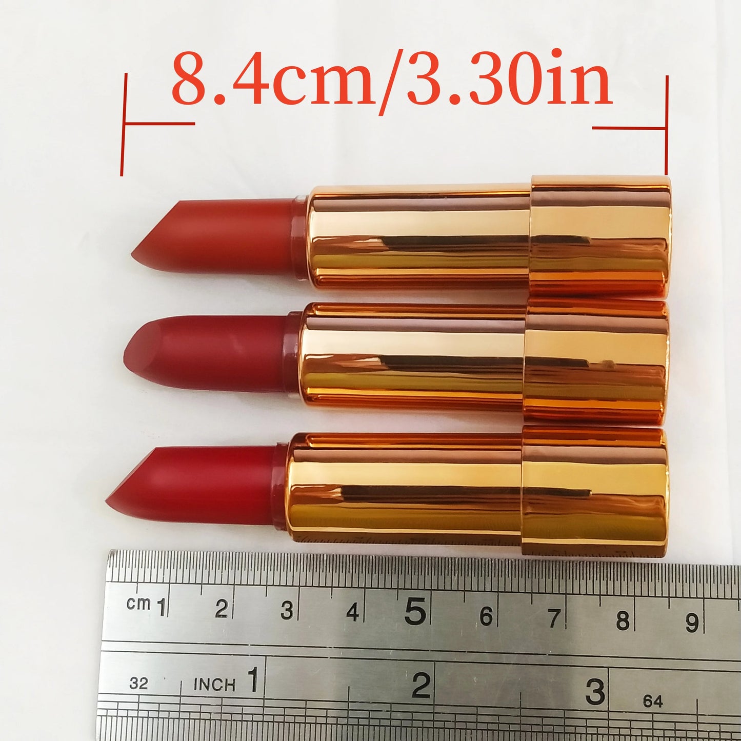 Matte Lipstick Set 3 Colours with Silver Chain Bag Waterproof Non-Stick Long Lasting Makeup Red 3.5gx3pcs for Women and Girls