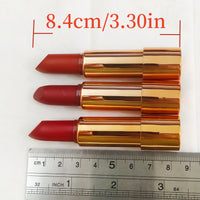 Matte Lipstick Set 3 Colours with Silver Chain Bag Waterproof Non-Stick Long Lasting Makeup Red 3.5gx3pcs for Women and Girls
