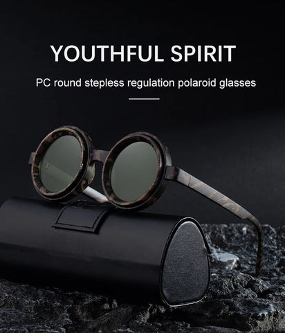 Polarized Small Frame Round Steampunk ND9 Adjustable Dimming Sunglasses Men Light-Reducing Sun Glasses For Fishing Driving UV400