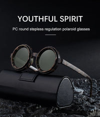 Polarized Small Frame Round Steampunk ND9 Adjustable Dimming Sunglasses Men Light-Reducing Sun Glasses For Fishing Driving UV400