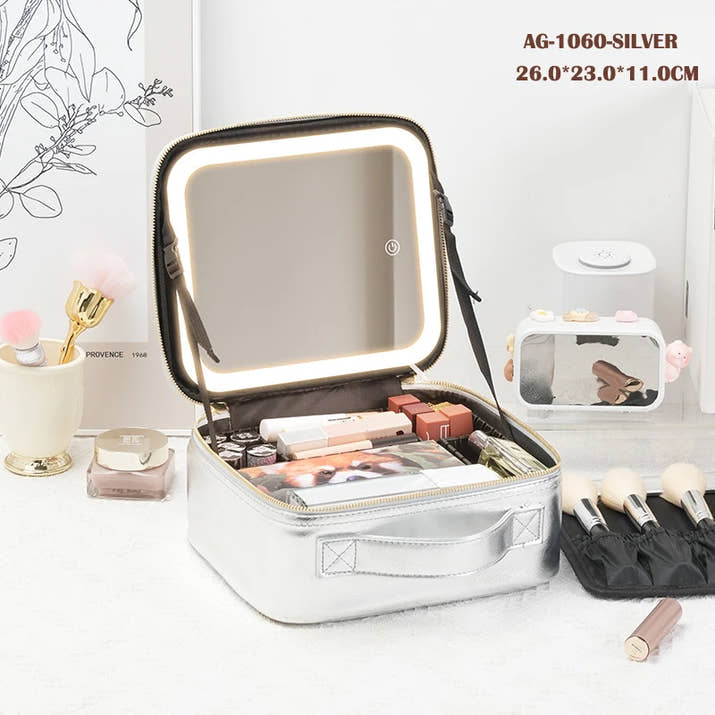 Travel Makeup bag With Led Light Mirror