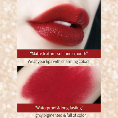 Matte Lipstick Set 3 Colours with Silver Chain Bag Waterproof Non-Stick Long Lasting Makeup Red 3.5gx3pcs for Women and Girls