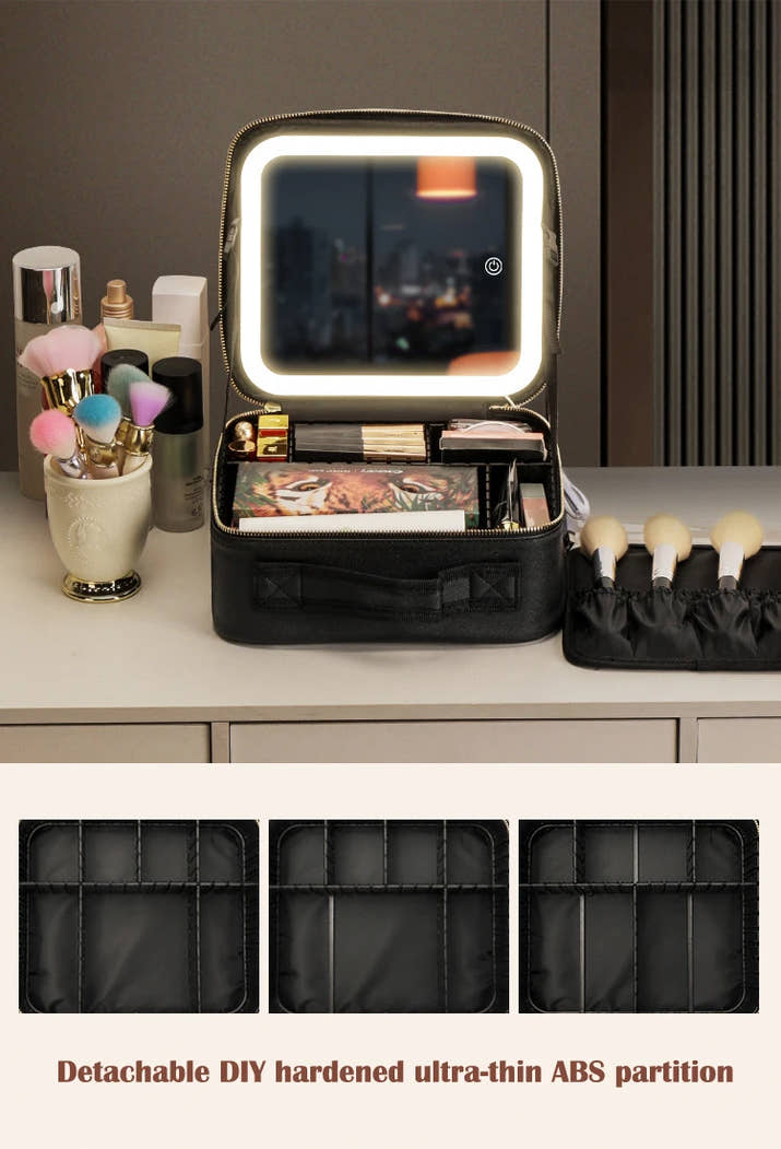Travel Makeup bag With Led Light Mirror