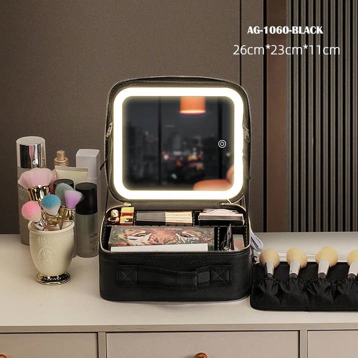 Travel Makeup bag With Led Light Mirror