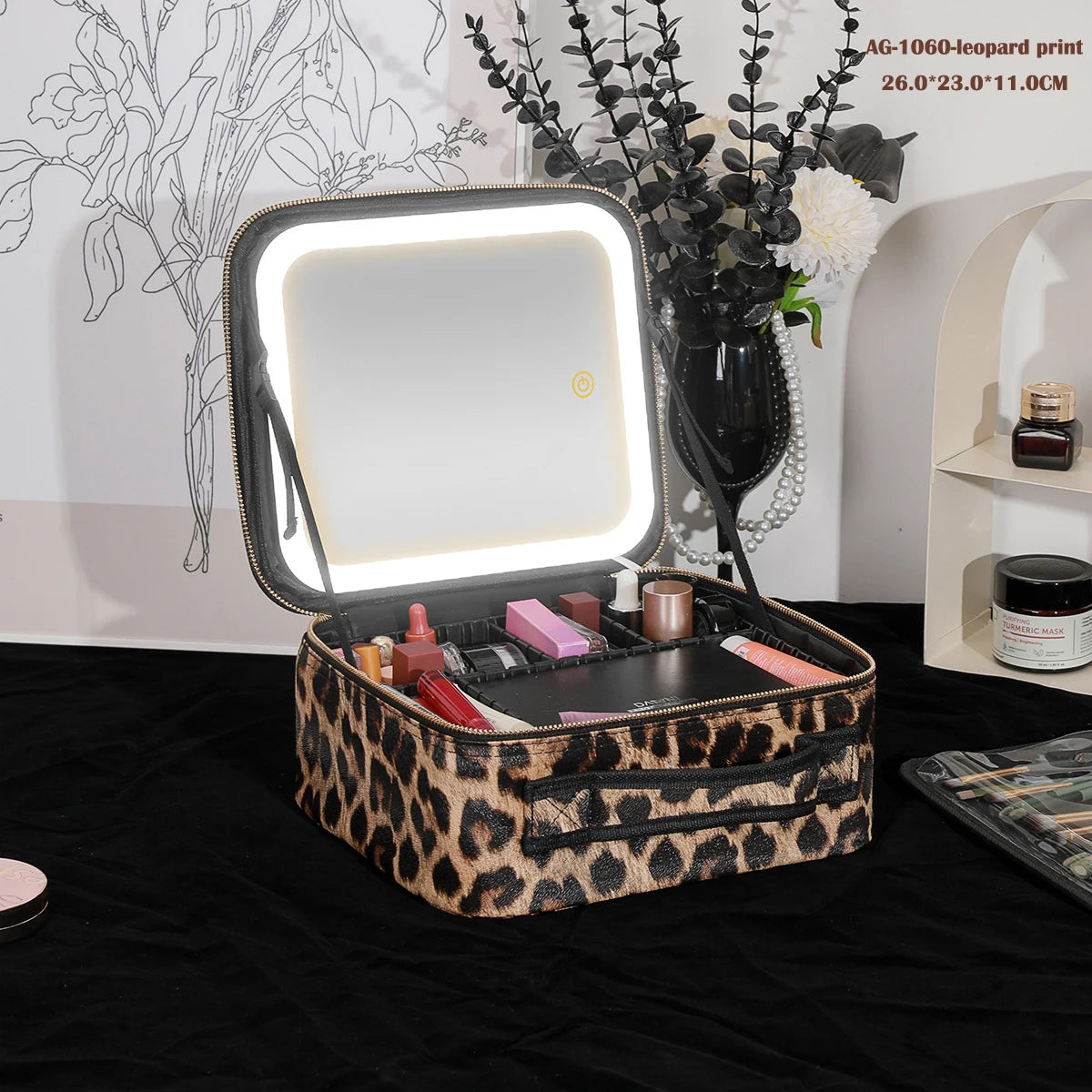 Travel Makeup bag With Led Light Mirror