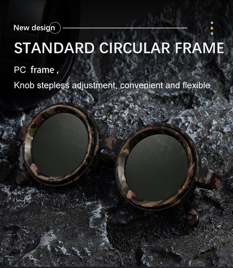 Polarized Small Frame Round Steampunk ND9 Adjustable Dimming Sunglasses Men Light-Reducing Sun Glasses For Fishing Driving UV400