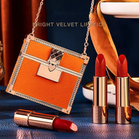 Wholesale Matte Shimmering Velvet Lipstick Make Up Set  Korean Fashion Chain Bag Engraved Lip Glaze 3 Pack Maquillaje